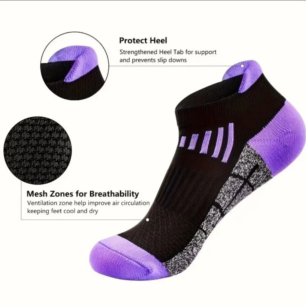 Colorful Athletic Women's Socks 6 PACK Tab Low Cut High Quality NEW 8-11